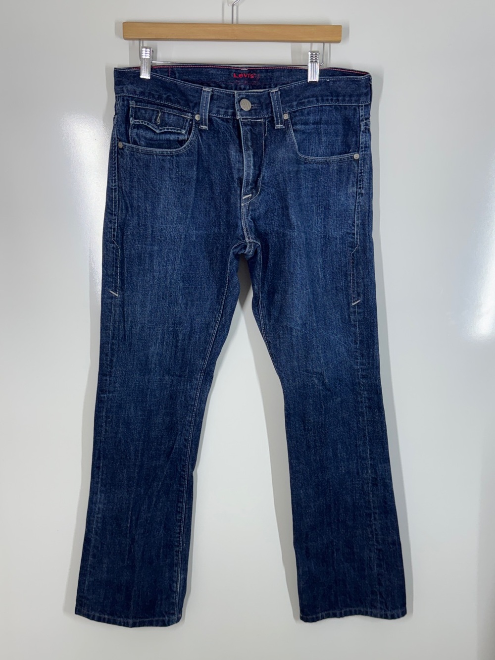 Levi’s Y2K 2000s Mens Bootcut Jeans 34x34 Dark Wash Flap Pocket Western Denim